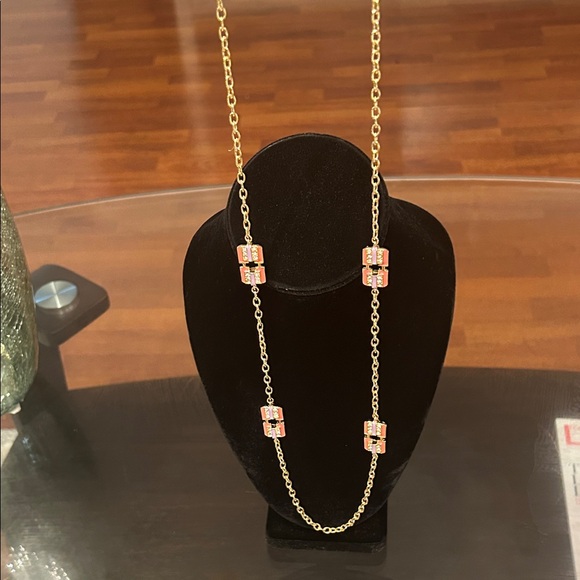 Elegant Gold and Pink Double Chain Necklace - Picture 4 of 6